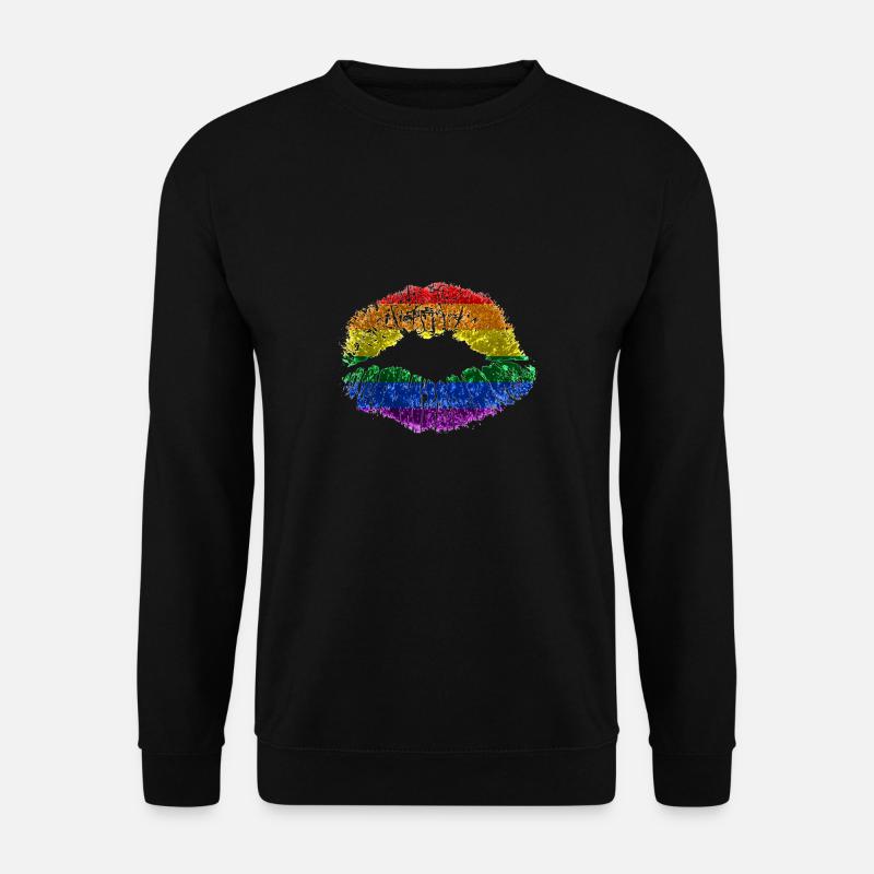 Kussmund mit Regenbogenfahne - Unisex Sweatshirt - black