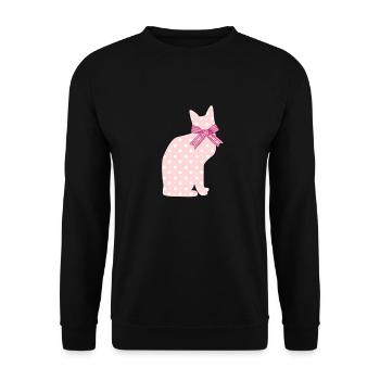 Pink Cat "Vibrant Books" - Unisex Pullover - Schwarz - Vorne - Alina (178cm) & Michal (187cm)
