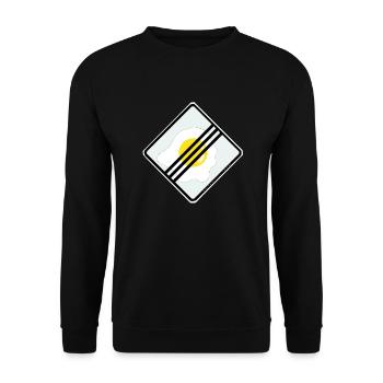 Conception des panneaux de signalisation: oeuf. - Sweat-shirt Unisexe - noir - Devant - Alina (178cm) & Michal (187cm)
