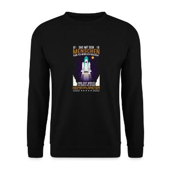 DAS MIT DEN MENSCHEN HABE ICH WIRKLICH VERSUCHT! - Unisex Pullover - Schwarz - Vorne - Alina (178cm) & Michal (187cm)