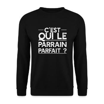 "le parrain parfait" t-shirt humour parrain - Sweat-shirt Unisexe - noir - Devant - Alina (178cm) & Michal (187cm)