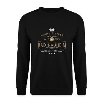 Bad Nauheim cooles Souvenir und witziges Andenken - Unisex Pullover - Schwarz - Vorne - Alina (178cm) & Michal (187cm)