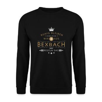 Bexbach cooles Souvenir und witziges Andenken - Unisex Pullover - Schwarz - Vorne - Alina (178cm) & Michal (187cm)
