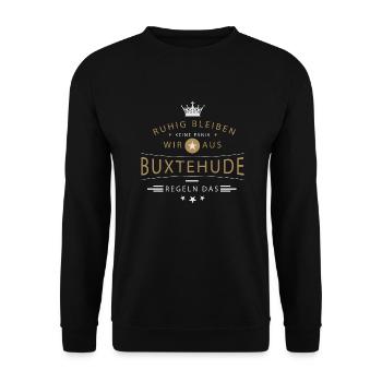 Buxtehude cooles Souvenir und witziges Andenken - Unisex Pullover - Schwarz - Vorne - Alina (178cm) & Michal (187cm)