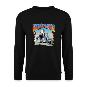 Greasy Rider - Unisex Pullover - Schwarz - Vorne - Alina (178cm) & Michal (187cm)