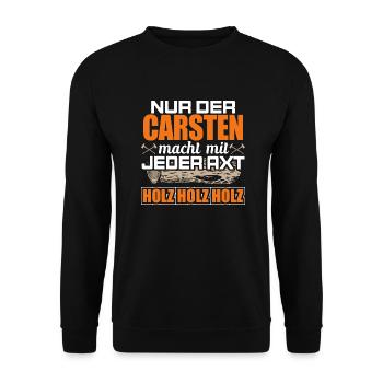 CARSTEN - Holz - Unisex Pullover - Schwarz - Vorne - Alina (178cm) & Michal (187cm)