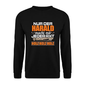 HARALD - Holz - Unisex Pullover - Schwarz - Vorne - Alina (178cm) & Michal (187cm)