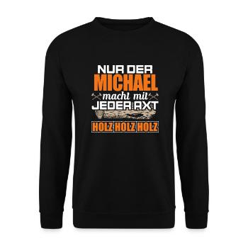 MICHAEL - Holz - Unisex Pullover - Schwarz - Vorne - Alina (178cm) & Michal (187cm)
