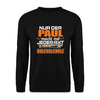 PAUL - Holz - Unisex Pullover - Schwarz - Vorne - Alina (178cm) & Michal (187cm)