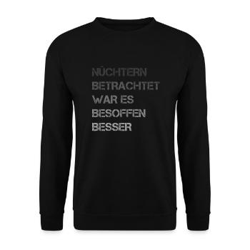 NÜCHTERN BETRACHTET - Unisex Pullover - Schwarz - Vorne - Alina (178cm) & Michal (187cm)