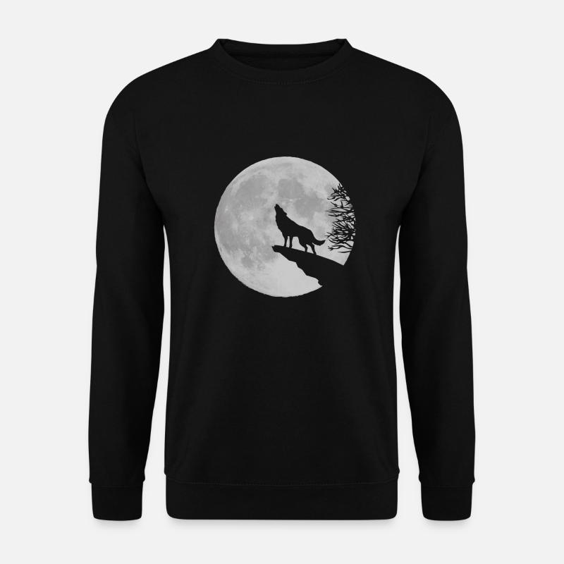 Werwolf Wolf heulen Mond Vollmond Klippe Felsen - Unisex Pullover - Schwarz