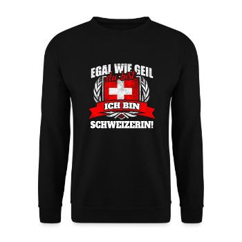 Schweiz Schweizerin Schweizerisch Geschenk - Unisex Pullover - Schwarz - Vorne - Alina (178cm) & Michal (187cm)