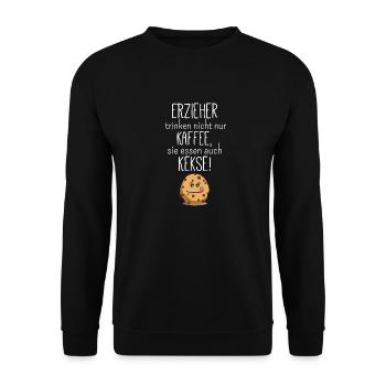 Erzieher essen auch Kekse - Unisex Pullover - Schwarz - Vorne - Alina (178cm) & Michal (187cm)