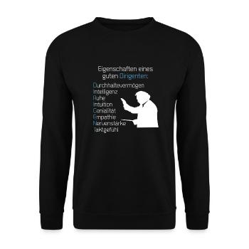 Eigenschaften Dirigent - Unisex Pullover - Schwarz - Vorne - Alina (178cm) & Michal (187cm)