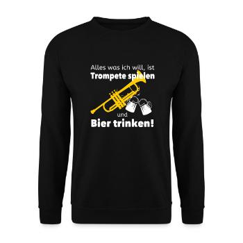 Trompete spielen und Bier - Unisex Pullover - Schwarz - Vorne - Alina (178cm) & Michal (187cm)