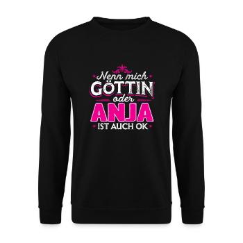 ANJA - Göttin - Unisex Pullover - Schwarz - Vorne - Alina (178cm) & Michal (187cm)