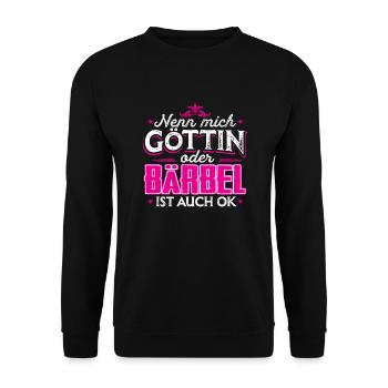 BÄRBEL - Göttin - Unisex Pullover - Schwarz - Vorne - Alina (178cm) & Michal (187cm)