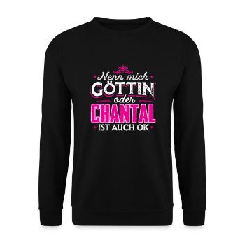 CHANTAL - Göttin - Unisex Pullover - Schwarz - Vorne - Alina (178cm) & Michal (187cm)