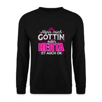 HERTA - Göttin - Unisex Pullover - Schwarz - Vorne - Alina (178cm) & Michal (187cm)