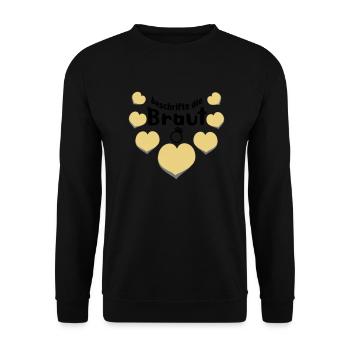 JGA lustiger Spruch Partyspiel beschrifte d. Braut - Unisex Pullover - Schwarz - Vorne - Alina (178cm) & Michal (187cm)