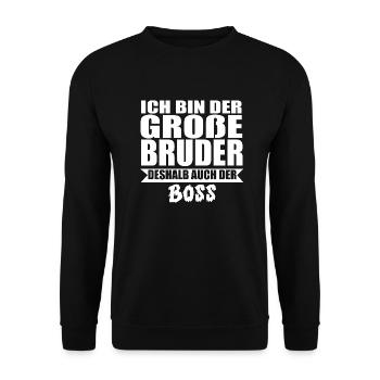 Großer Bruder - Unisex Pullover - Schwarz - Vorne - Alina (178cm) & Michal (187cm)