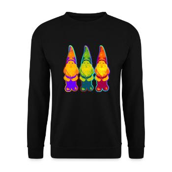 Garden Gnome Trio - neon style / pop - Unisex Sweatshirt - black - Front - Alina (178cm) & Michal (187cm)