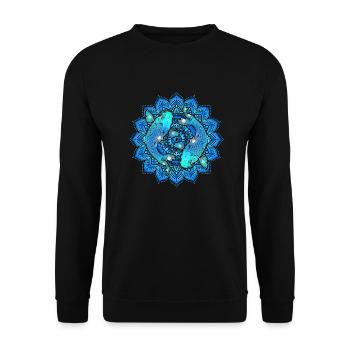 Asian Pond Carp - Koi Fish Mandala 1 - Unisex Pullover - Schwarz - Vorne - Alina (178cm) & Michal (187cm)