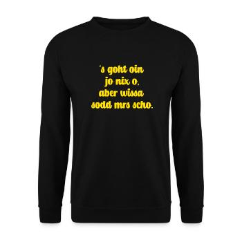 Schwäbische Weisheit für Neugierige - Unisex Pullover - Schwarz - Vorne - Alina (178cm) & Michal (187cm)