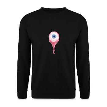 Auge - Ekel-Grusel-Motiv - Unisex Pullover - Schwarz - Vorne - Alina (178cm) & Michal (187cm)