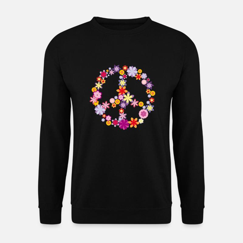 Peace / Paix symbole de fleurs - Sweat-shirt Unisexe - noir