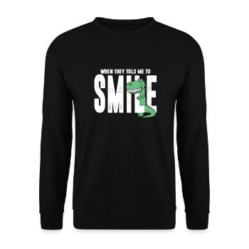 Dino dinosaur smile laugh teeth gift - Unisex Sweatshirt - black - Front - Alina (178cm) & Michal (187cm)
