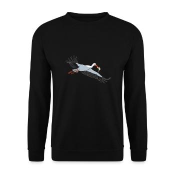 Cigogne avec pizza - Sweat-shirt Unisexe - noir - Devant - Alina (178cm) & Michal (187cm)