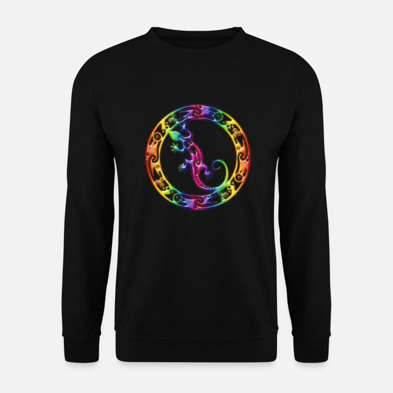 Gecko Ornament Rainbow - Unisex Pullover - Schwarz