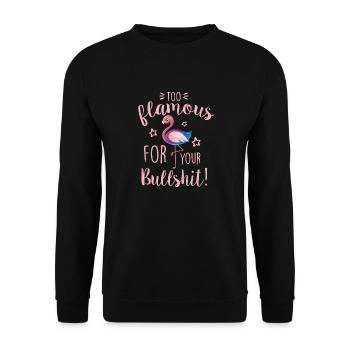 Too flamous Flamingo - Unisex Pullover - Schwarz - Vorne - Alina (178cm) & Michal (187cm)