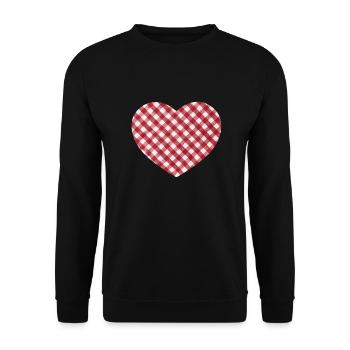 Vichy heart red and white farmers Checked - Unisex Sweatshirt - black - Front - Alina (178cm) & Michal (187cm)