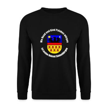 Wo Hund und Kind Palukes würgen, ist meine Heimat - Unisex Pullover - Schwarz - Vorne - Alina (178cm) & Michal (187cm)