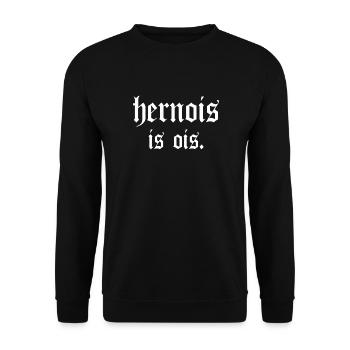 Hernals Wien 17 - Hernois is ois - Unisex Pullover - Schwarz - Vorne - Alina (178cm) & Michal (187cm)