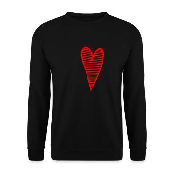 Herz rot - Unisex Pullover - Schwarz - Vorne - Alina (178cm) & Michal (187cm)