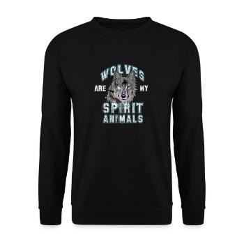 Wolf Wölfe - Unisex Pullover - Schwarz - Vorne - Alina (178cm) & Michal (187cm)