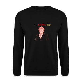 Wir schaffen das! Merkel-Spruch Corona Krise 2020 - Unisex Pullover - Schwarz - Vorne - Alina (178cm) & Michal (187cm)