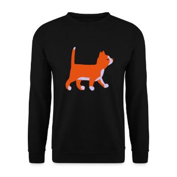 Kleine Katze geht - Unisex Pullover - Schwarz - Vorne - Alina (178cm) & Michal (187cm)