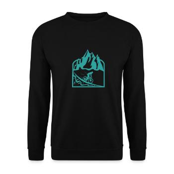 Mountainbike Biker Geschenkidee - Unisex Pullover - Schwarz - Vorne - Alina (178cm) & Michal (187cm)