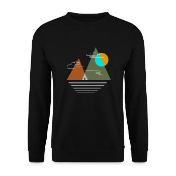 Camping in den Bergen - Unisex Pullover - Schwarz - Vorne - Alina (178cm) & Michal (187cm)
