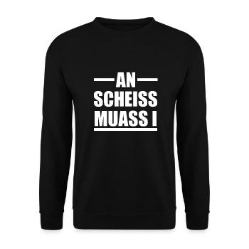 An Scheiss Muas I Einen Scheiß muss ich - Unisex Pullover - Schwarz - Vorne - Alina (178cm) & Michal (187cm)