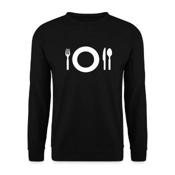 Couteau à fourchette fourchette cuillère assiette cadeau - Sweat-shirt Unisexe - noir - Devant - Alina (178cm) & Michal (187cm)