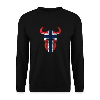 Norwegen Flagge Wikinger Geschenkidee - Unisex Pullover - Schwarz - Vorne - Alina (178cm) & Michal (187cm)
