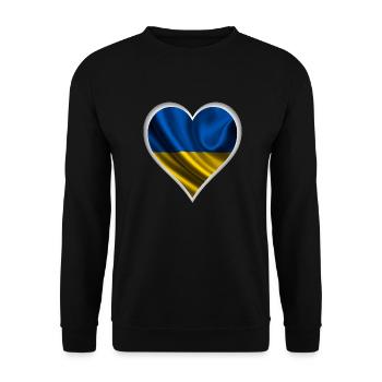 Ukraine Herz Design - Unisex Pullover - Schwarz - Vorne - Alina (178cm) & Michal (187cm)
