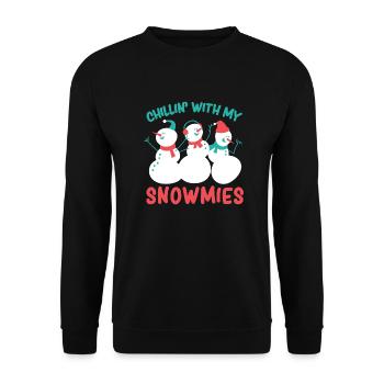 Weihnachten Mit meinen Freunden abhängen chillen - Unisex Pullover - Schwarz - Vorne - Alina (178cm) & Michal (187cm)