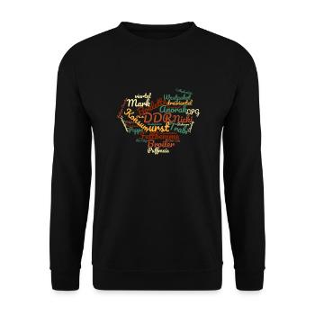 DDR Ostalgie Wörtersammlung - Unisex Pullover - Schwarz - Vorne - Alina (178cm) & Michal (187cm)