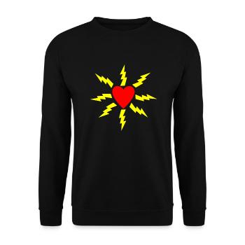 Heart with lightnings - Unisex Sweatshirt - black - Front - Alina (178cm) & Michal (187cm)